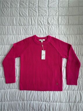 {Lilly Pulitzer} Bright Pink Ribbed Knit Crewneck Sweater | S